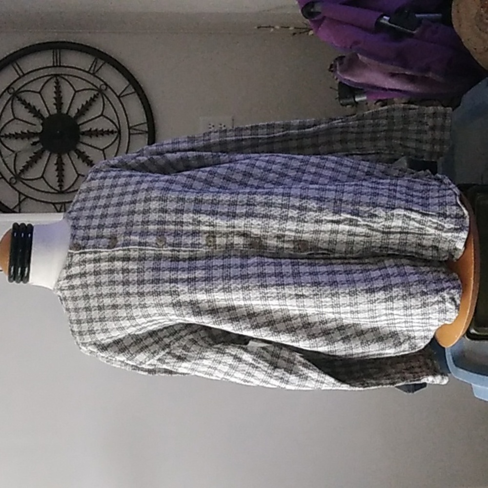 Natural Threads mens no collar long sleeve button up shirt size XL.   T1